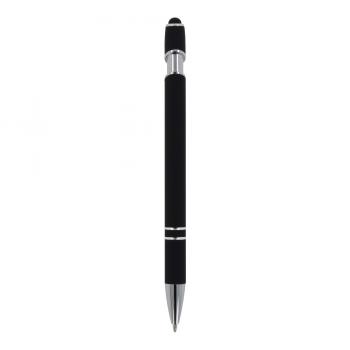 Touchpen Kugelschreiber mit Gravur / aus Metall / Soft-Touch / Farbe: schwarz