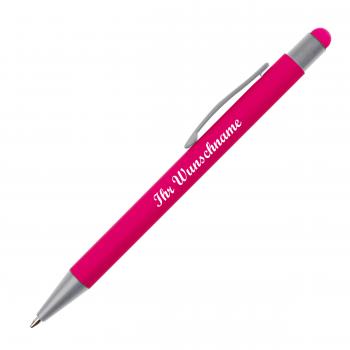 Touchpen Kugelschreiber mit Namensgravur / aus Metall / Farbe: pink