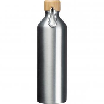 Trinkflasche aus recyceltem Aluminium mit Karabiner / 750 ml / Farbe: silbergrau