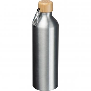 Trinkflasche aus recyceltem Aluminium mit Karabiner / 750 ml / Farbe: silbergrau