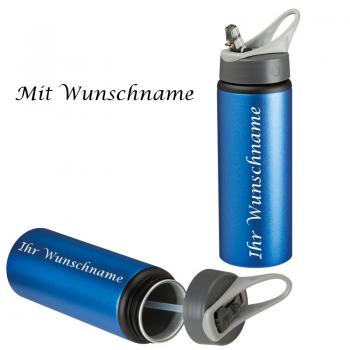 Trinkflasche mit Gravur / aus Metall / Füllmenge: 600ml / Farbe: blau