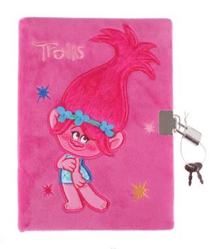 Trolls Plüsch-Tagebuch mit Schloss / Größe: 15 x 20,5 cm