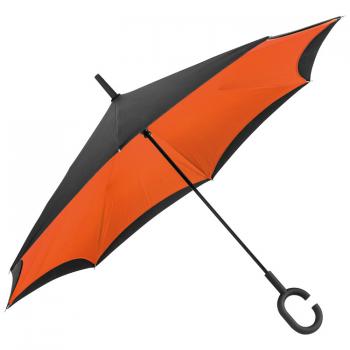 Umgekehrter Regenschirm / mit Griff zum Einhängen am Handgelenk / Farbe: orange