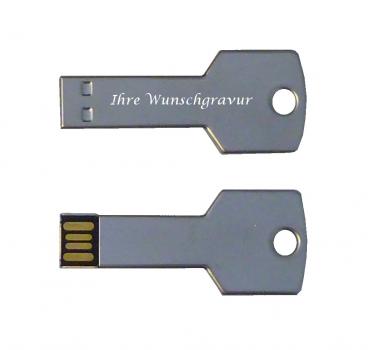 USB-Stick "Key" mit Gravur / 4GB / aus Edelstahl / Farbe: silber