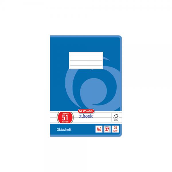 10 Herlitz Oktavhefte / A6 / 32 Blatt / liniert / Lineatur 51