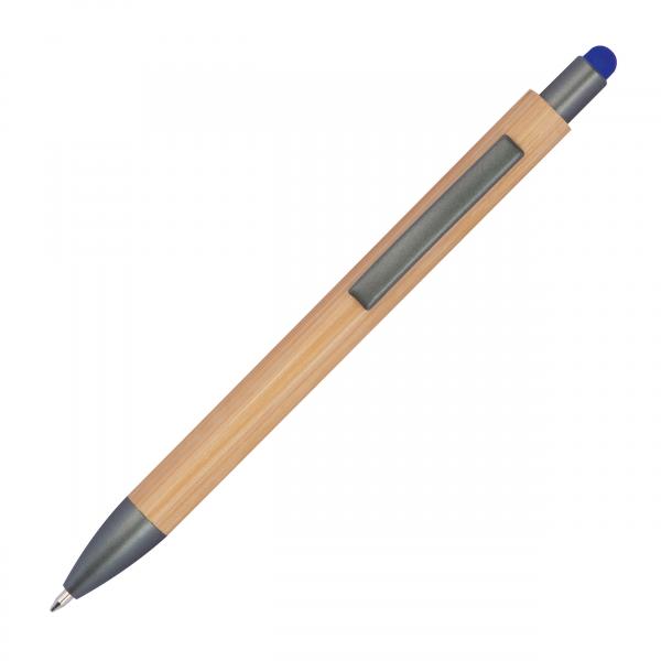 10 Touchpen Holzkugelschreiber aus Bambus / Stylusfarbe: blau