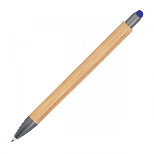 10 Touchpen Holzkugelschreiber aus Bambus / Stylusfarbe: blau