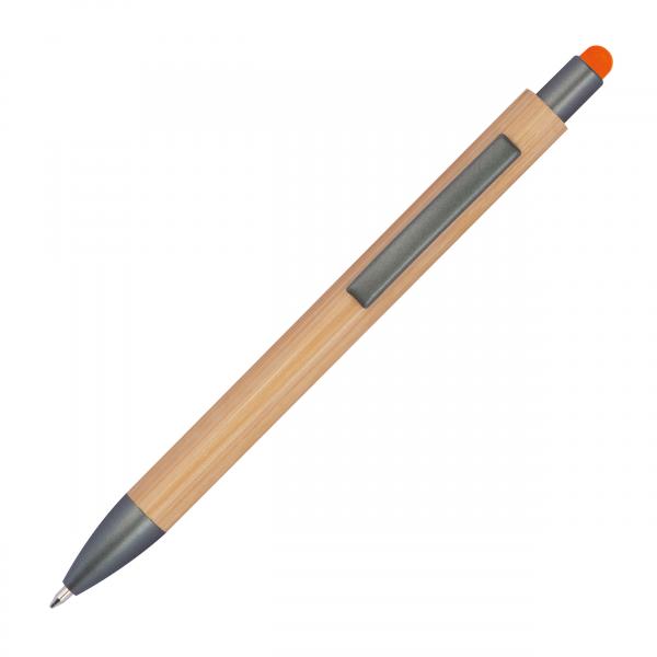 10 Touchpen Holzkugelschreiber aus Bambus / Stylusfarbe: orange