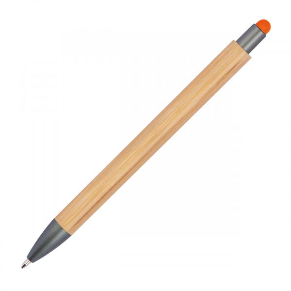 10 Touchpen Holzkugelschreiber aus Bambus / Stylusfarbe: orange