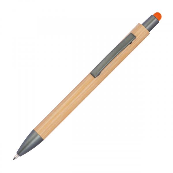 10 Touchpen Holzkugelschreiber aus Bambus / Stylusfarbe: orange