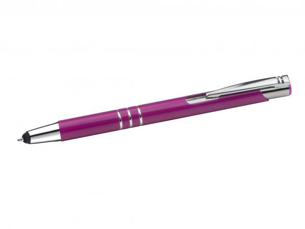 10 Touchpen Kugelschreiber aus Metall / Farbe: beere