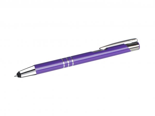 10 Touchpen Kugelschreiber aus Metall / Farbe: violett