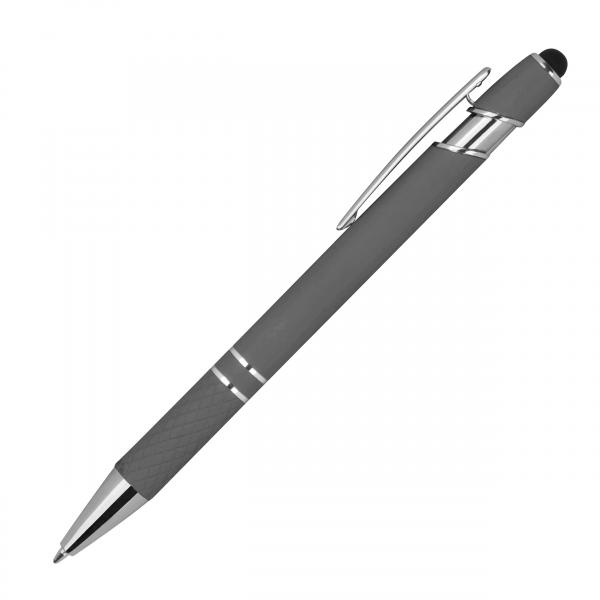 10 Touchpen Kugelschreiber aus Metall / mit Muster / Farbe: anthrazit