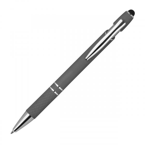 10 Touchpen Kugelschreiber aus Metall / mit Muster / Farbe: anthrazit