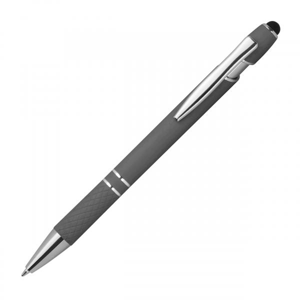 10 Touchpen Kugelschreiber aus Metall / mit Muster / Farbe: anthrazit