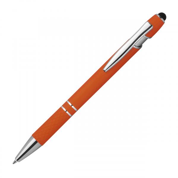 10 Touchpen Kugelschreiber aus Metall / mit Muster / Farbe: orange