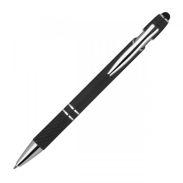 10 Touchpen Kugelschreiber aus Metall / mit Muster / Farbe: schwarz