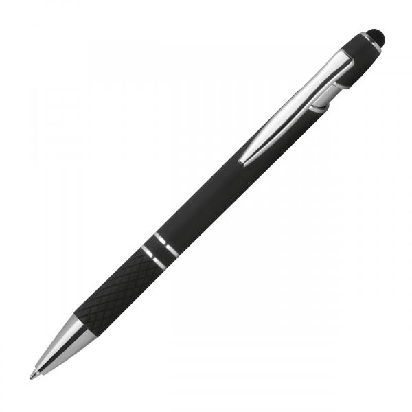 10 Touchpen Kugelschreiber aus Metall / mit Muster / Farbe: schwarz