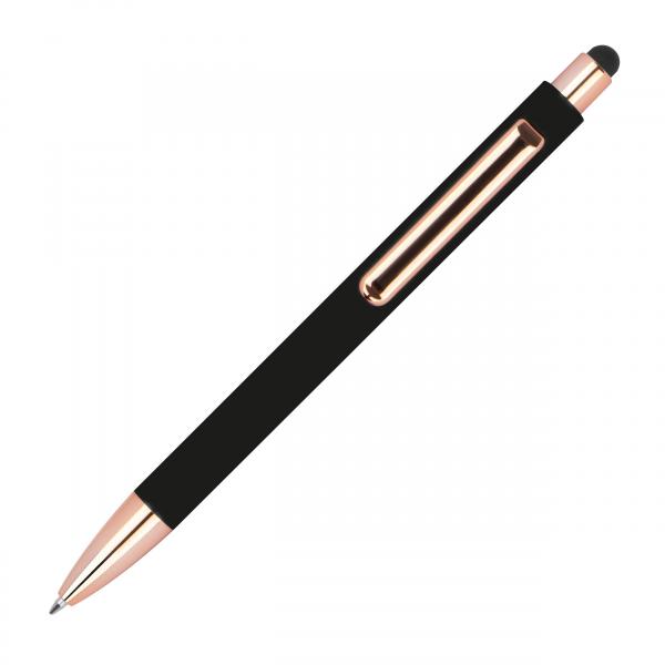 10 Touchpen-Kugelschreiber aus Metall mit Namensgravur - Farbe: roségold-schwarz