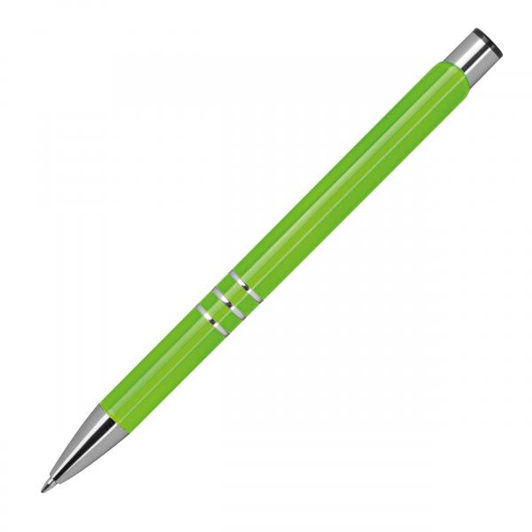 100 Kugelschreiber aus Metall mit Namensgravur - lackiert - hellgrün (matt)