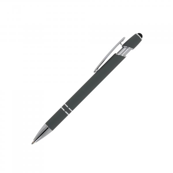 10x Touchpen Kugelschreiber / aus Metall / Soft-Touch / Farbe: grau