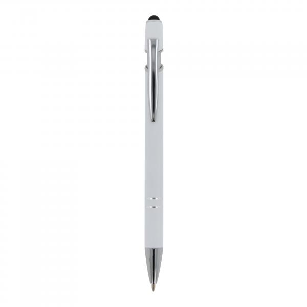 10x Touchpen Kugelschreiber / aus Metall / Soft-Touch / Farbe: weiß