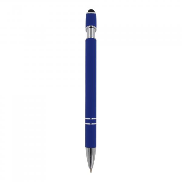 10x Touchpen Kugelschreiber mit Gravur / aus Metall / Soft-Touch / Farbe: blau