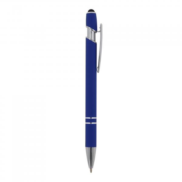 10x Touchpen Kugelschreiber mit Gravur / aus Metall / Soft-Touch / Farbe: blau