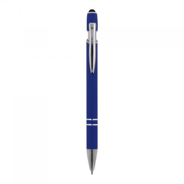 10x Touchpen Kugelschreiber mit Gravur / aus Metall / Soft-Touch / Farbe: blau