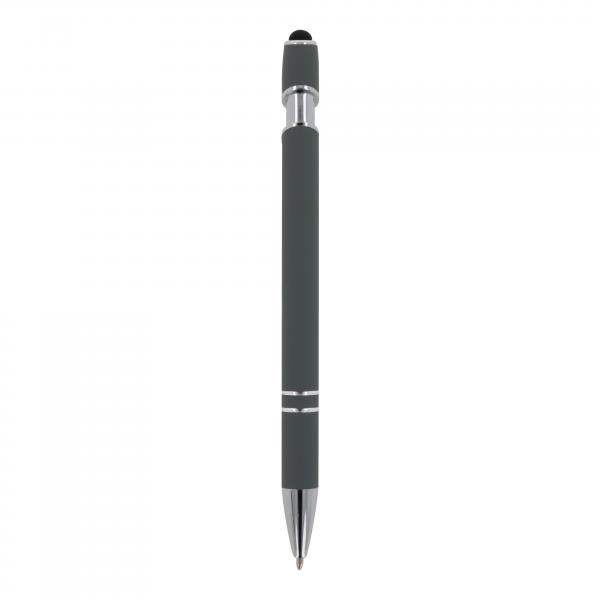 10x Touchpen Kugelschreiber mit Gravur / aus Metall / Soft-Touch / Farbe: grau