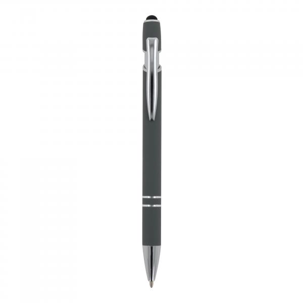 10x Touchpen Kugelschreiber mit Gravur / aus Metall / Soft-Touch / Farbe: grau