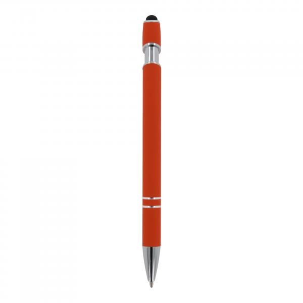 10x Touchpen Kugelschreiber mit Gravur / aus Metall / Soft-Touch / Farbe: orange