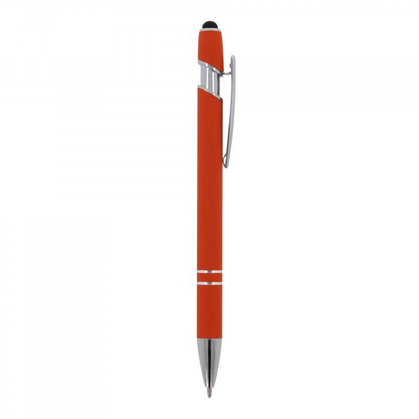 10x Touchpen Kugelschreiber mit Gravur / aus Metall / Soft-Touch / Farbe: orange