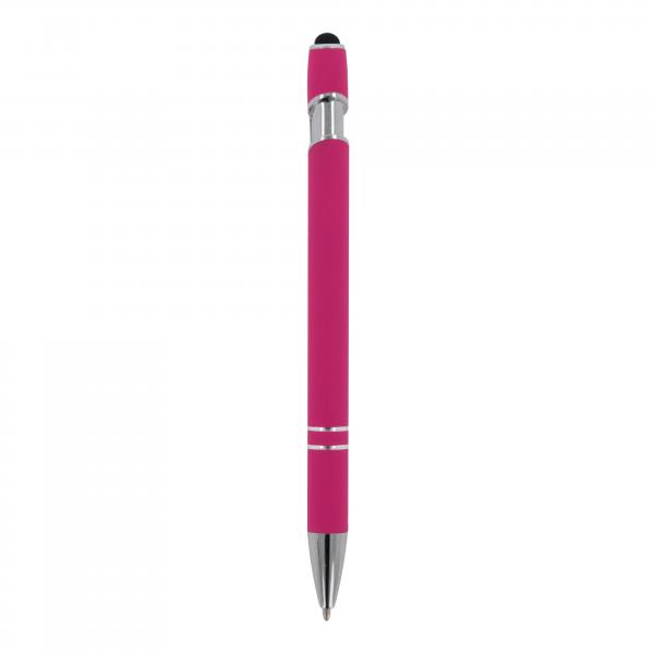 10x Touchpen Kugelschreiber mit Gravur / aus Metall / Soft-Touch / Farbe: pink