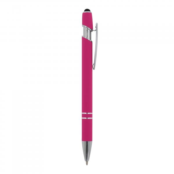 10x Touchpen Kugelschreiber mit Gravur / aus Metall / Soft-Touch / Farbe: pink