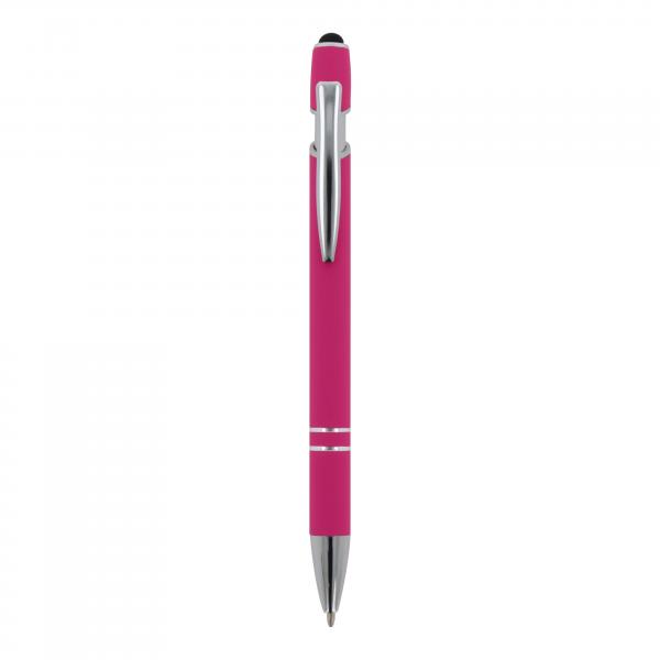 10x Touchpen Kugelschreiber mit Gravur / aus Metall / Soft-Touch / Farbe: pink