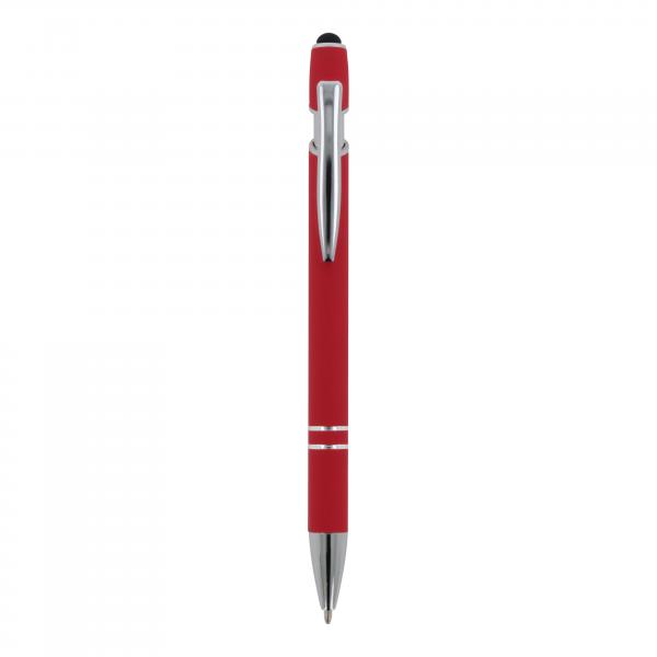 10x Touchpen Kugelschreiber mit Gravur / aus Metall / Soft-Touch / Farbe: rot