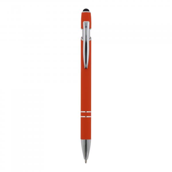 10x Touchpen Kugelschreiber mit Namensgravur - aus Metall - Soft-Touch - orange