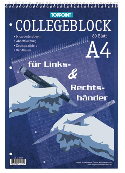 2x Collegeblock DIN A4 für Rechts & Linkshänder je 1x liniert & kariert