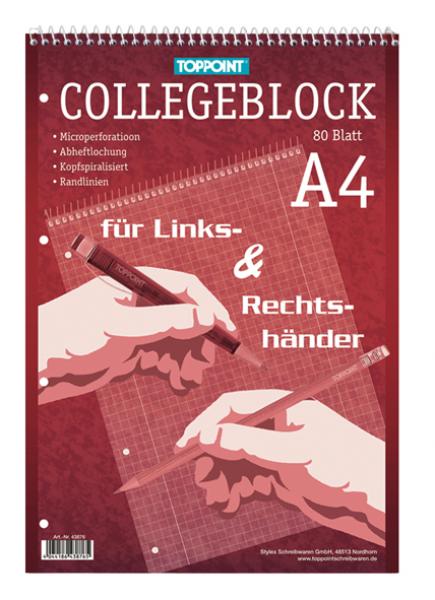 2x Collegeblock DIN A4 für Rechts & Linkshänder je 1x liniert & kariert