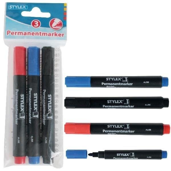 3 Permanentmarker / Farbe: je 1x blau, rot und schwarz