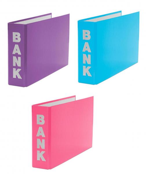 3x Bankordner / 140x250mm / für Kontoauszüge / je 1x hellblau, lila, pink