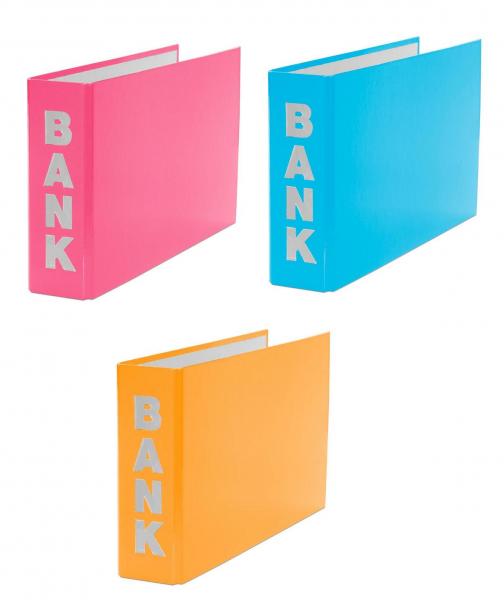 3x Bankordner / 140x250mm / für Kontoauszüge / je 1x hellblau, pink, orange