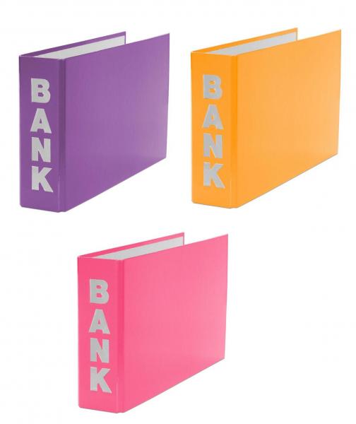 3x Bankordner / 140x250mm / für Kontoauszüge / je 1x orange, lila, pink