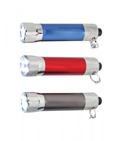 3x Metall-Schlüsselanhänger / mit Taschenlampe / 3 Farben