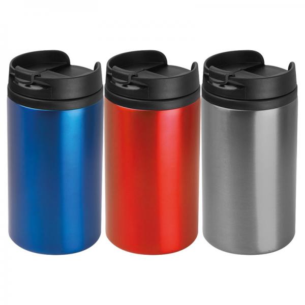 3x Trinkbecher / 250 ml / Farbe: je 1x silbergrau, blau und rot