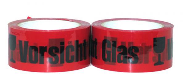 4 x Paketband Packband Warnband Vorsicht Glas 66mx50mm