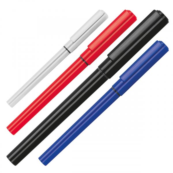 4x Rollerball / mit Tinte / blauschreibend / Farbe: je 1x schwarz,blau,rot,weiß