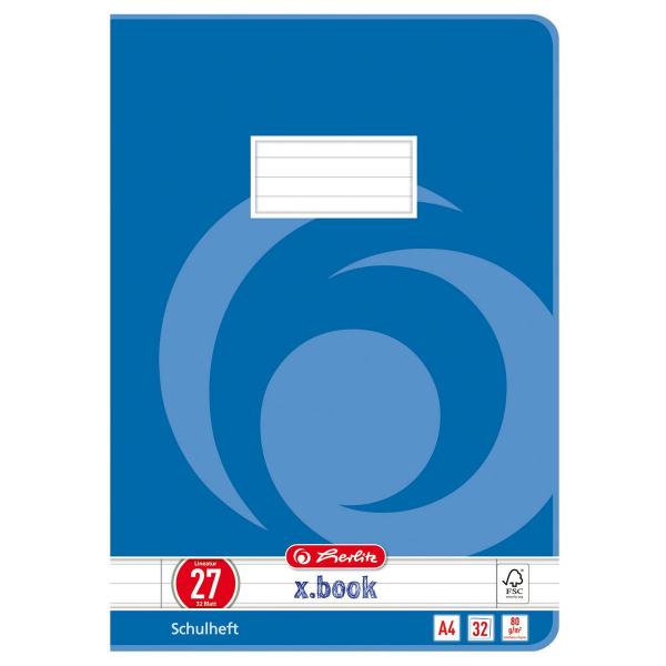 5 Herlitz Schulhefte / DIN A4 / 32 Blatt / Lineatur 27