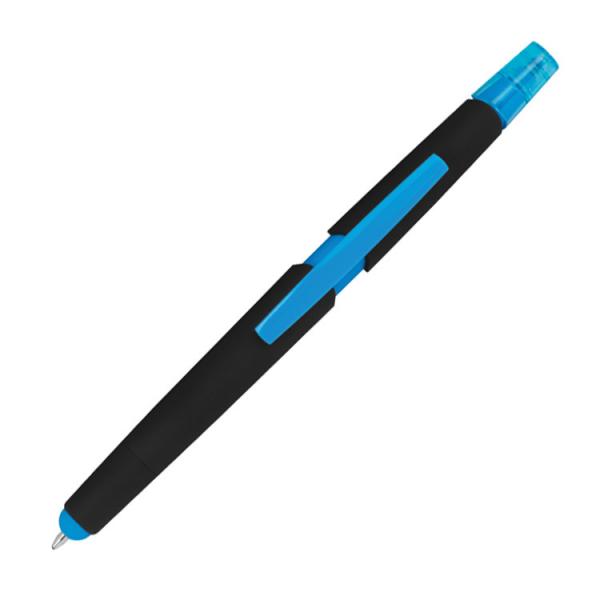 5 Touchpen Kugelschreiber mit Textmarker und Touchfunktion / Farbe: hellblau